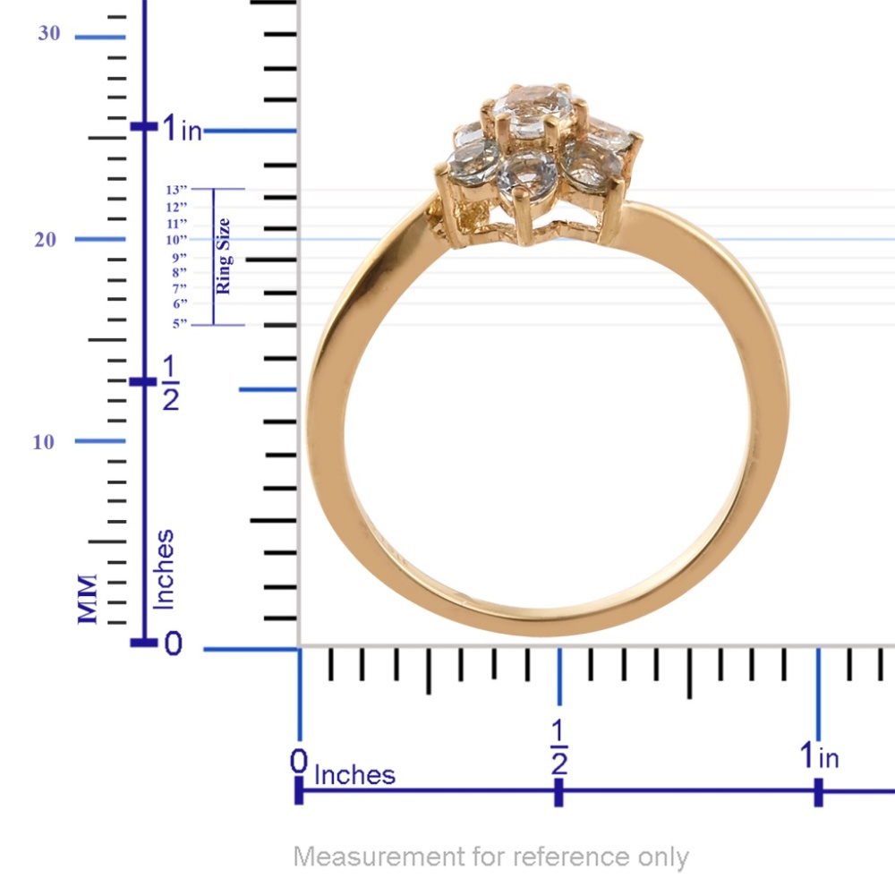Espirito Santo Aquamarine Plated YG Stainless Ring - Picture 4 of 4